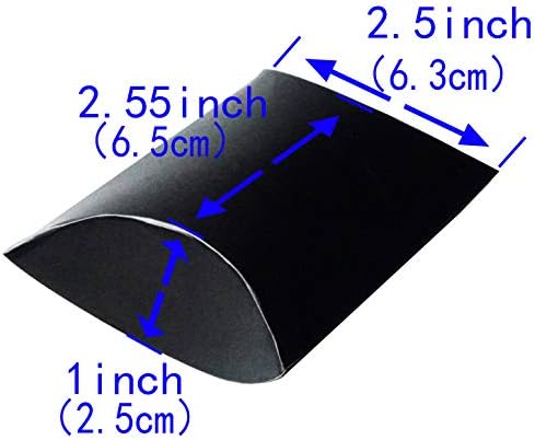 Black Kraft Pillow Candy Boxes with Gold Ribbon 50pc Set
