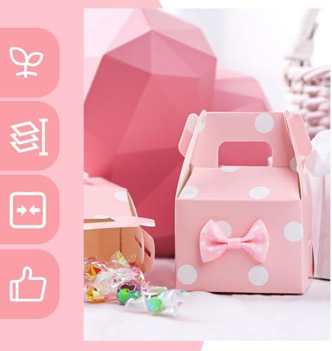 VGOODALL 30PCS Party Favor Boxes Pink Polka Dot Small Treat Bags