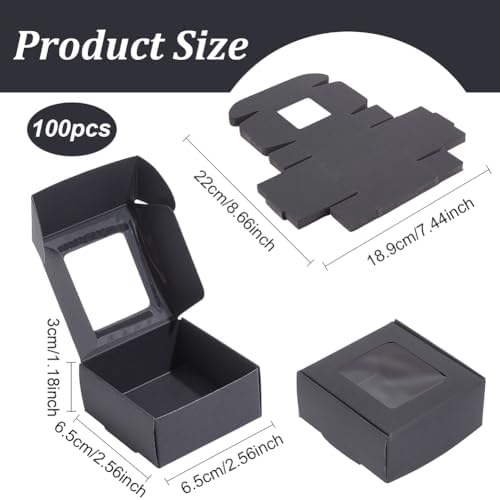 BENECREAT 100-Pack Kraft Gift Boxes with Clear Window