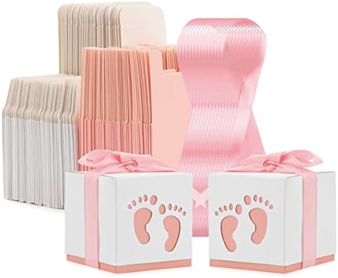 100 Pack Baby Shower Favor Boxes with Ribbon