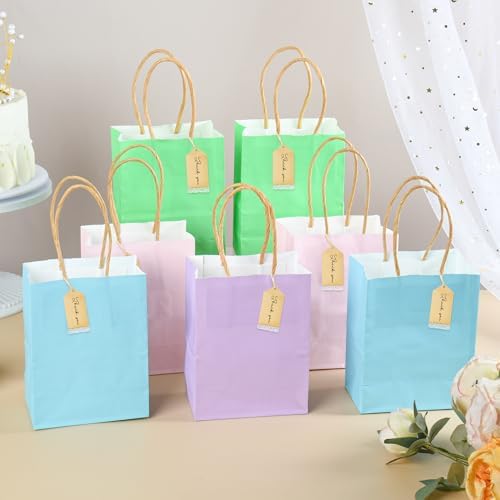 60 Pack Mini Rainbow Gift Bags with Handles
