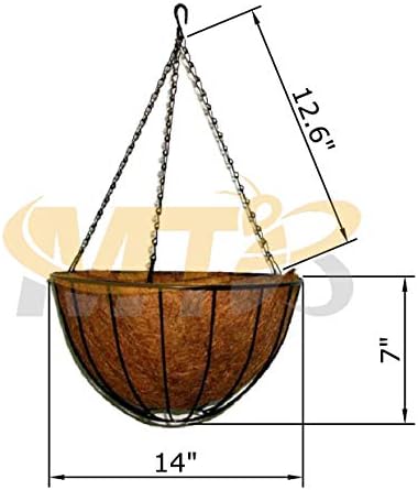 MTB Supply 14 Inch Hanging Planters with Coco Liner Pack of 4