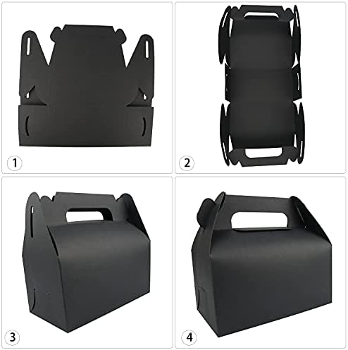 GUIFIER 25 Pack Black Gable Treat Boxes for Party Favors