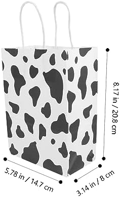 12pcs Cow Print Kraft Paper Bags for Parties and Gifts