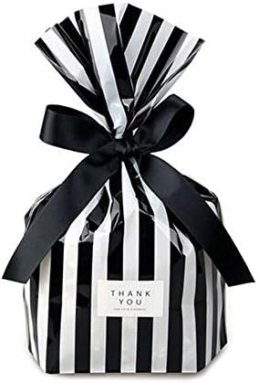 ZOOYOO Black Stripes Cellophane Treat Bags 50 Pack