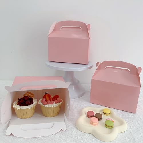 Namhcir 12 Pack Pink Treat Boxes with Handles