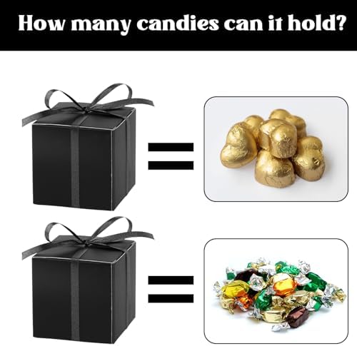 Adecortalk 100Pcs Black Gift Boxes with Ribbons
