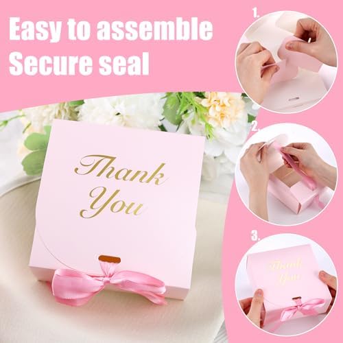 VGOODALL 20PCS Pink Gift Boxes with Bow Ribbons