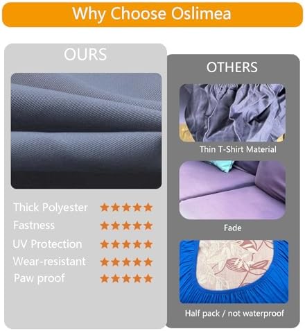 Oslimea 4 Pack 22x20x4 Inch Outdoor Cushion Covers Dark Grey