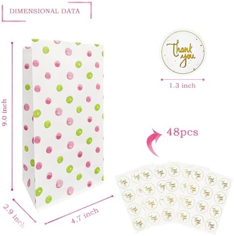 OFIHANLY 48Pcs Polka Dots Gift Bags for Kids Birthday Party