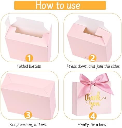 DECHISY 60 Pack Pink Mini Gift Bags Wedding Favor Boxes