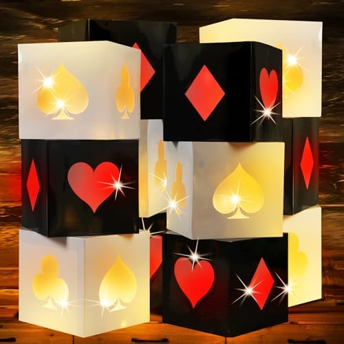 12 Piece Casino Favor Boxes with String Lights