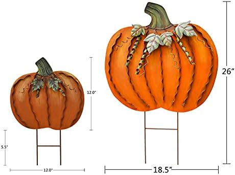 Metal Pumpkin Garden Stake - Autumn Decor Yard Sign