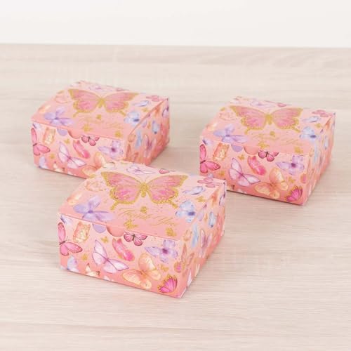 Efavormart 25 Pink Butterfly Party Favor Boxes with Thank You Print