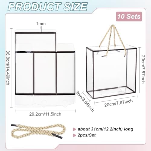 BENECREAT 10 Pack Clear PET Gift Boxes with Handle