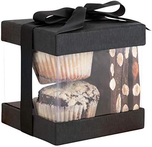 Hammont Clear Gift Box 6-Pack with Base Lid and Ribbon