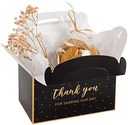 Sparkle and Bash Black Gold Party Favor Boxes 24-Pack