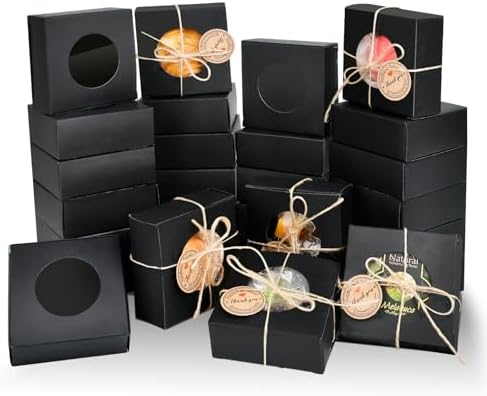 Worldity 100 Pcs Premium Soap Box with Clear Window and Hemp Rope