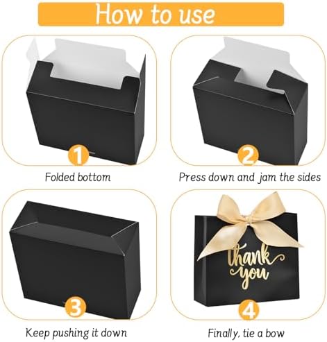 DECHISY 60 Pack Black Mini Gift Bags with Ribbon