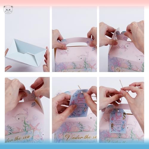 Karaqy Pink Under The Sea Party Favor Boxes 12 Pcs