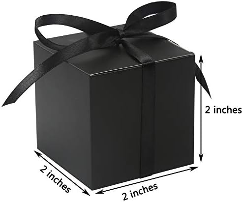 COTOPHER 60pcs Black Gift Boxes with Ribbons