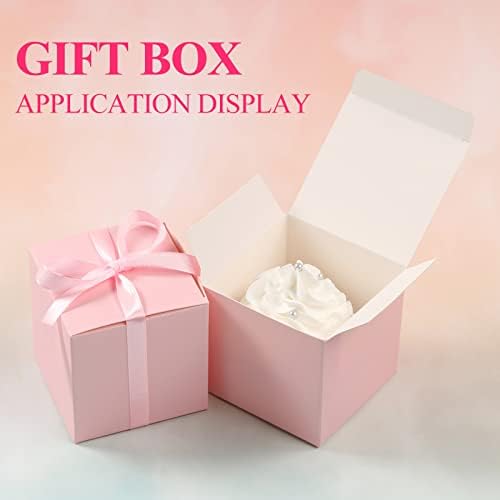 COTOPHER 100pcs 2x2x2 Inch Pink Gift Boxes with Ribbons