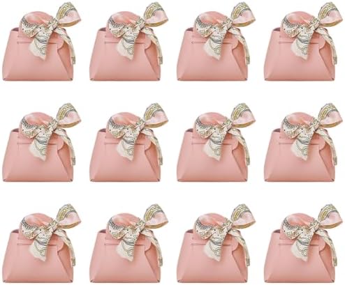 CALFOVERA 12 Pack Pink Faux Leather Gift Bags