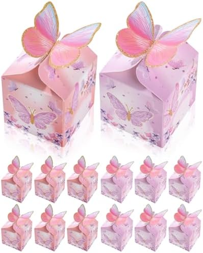 Liobelon 48 Pcs Mini Butterfly Gift Boxes for Parties
