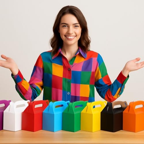 Xiepipipaper 24Pack Gable Gift Boxes with Handles