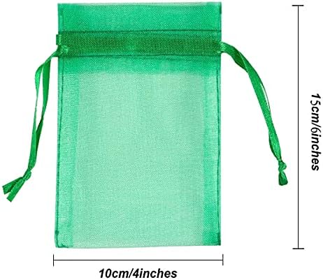 4x6 Inch Organza Gift Bags with Drawstring 50 Count Green Clear Sachet