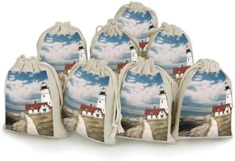 LLUTSNTH 8-Pack Lighthouse Backdrop Drawstring Gift Bags