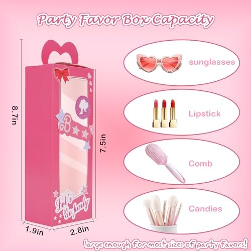 LANMAO 30pcs Pink Party Favor Boxes for Princess Parties