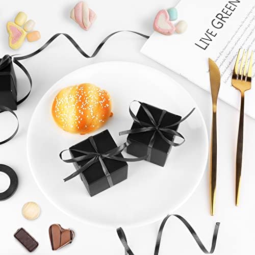 Hooqict 100pc Black Gift Boxes with Ribbons