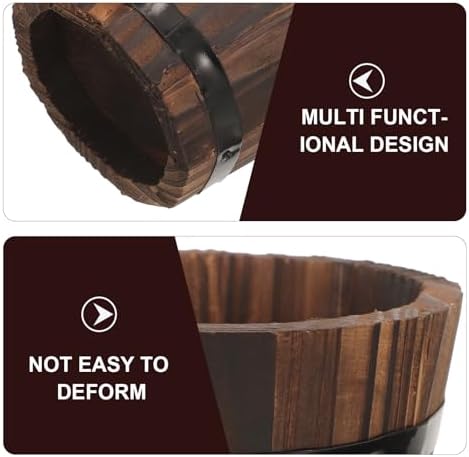 BESPORTBLE Rustic Wooden Barrel Planters 4pcs