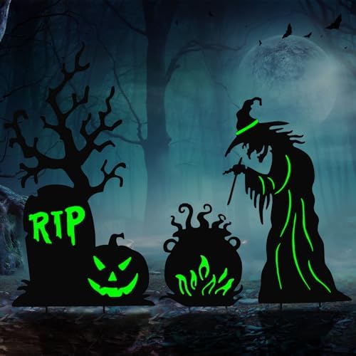 BRIGHTDECK Halloween Yard Signs 3 Pack Outdoor Decorations