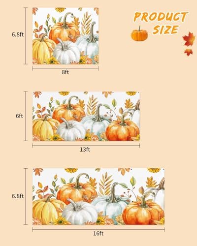 Thanksgiving Fall Pumpkin Floral Garage Door Cover 7x8ft