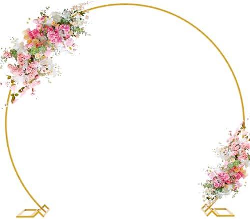 Wokceer 8FT Round Wedding Arch Stand with Gold Frame