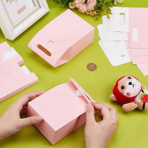 PH PandaHall 24 Pack Pink Gift Boxes with Handles