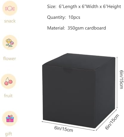 SHIPKEY 10 Pcs Black Cardboard Gift Boxes with Lids