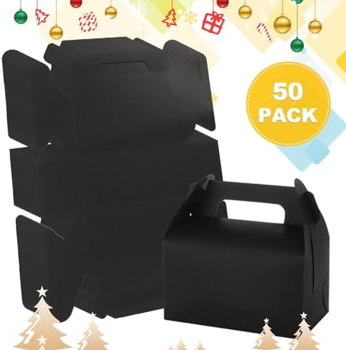ABuff 50 Pack Black Gable Treat Boxes for Party Favors
