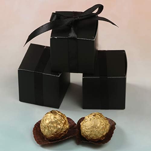 COTOPHER 60pcs Black Gift Boxes with Ribbons