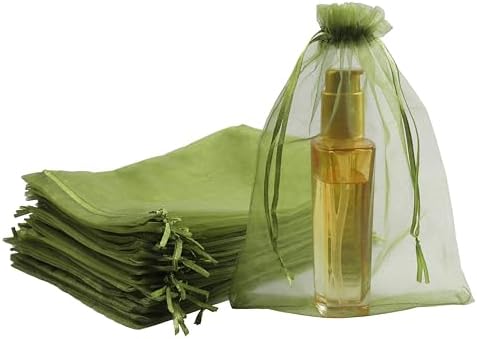 100pcs Organza Pouch Bags with Drawstring Moss Green
