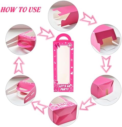 20 Pack Hot Pink Party Favor Boxes with Handles