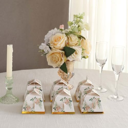 Efavormart 25 Pack Pink Peony Mini Teapot Gift Boxes with Gold Edge