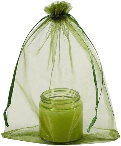 100pcs Organza Pouch Bags with Drawstring Moss Green