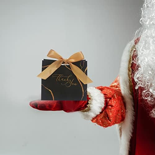 30 Pack Small Thank You Gift Bags with Gold Bow