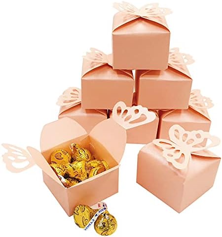 Pink Butterfly Candy Treat Boxes Wedding Favors