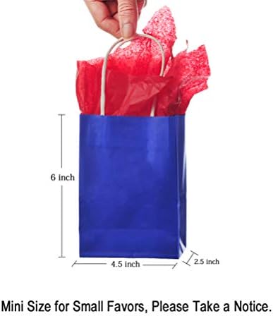 AWELL Small Blue Paper Bag with Handle 6x45x25 Inch for Wedding