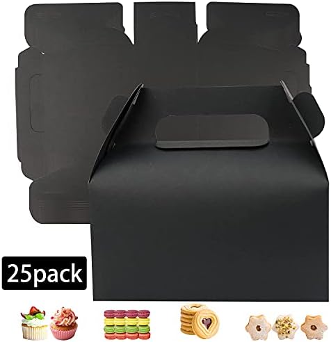 GUIFIER 25 Pack Black Gable Treat Boxes for Party Favors