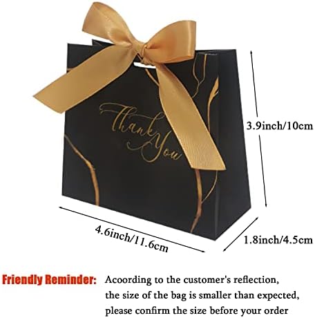 30 Pack Small Thank You Gift Bags with Gold Bow